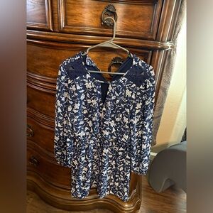 Express Navy and White Floral Dress